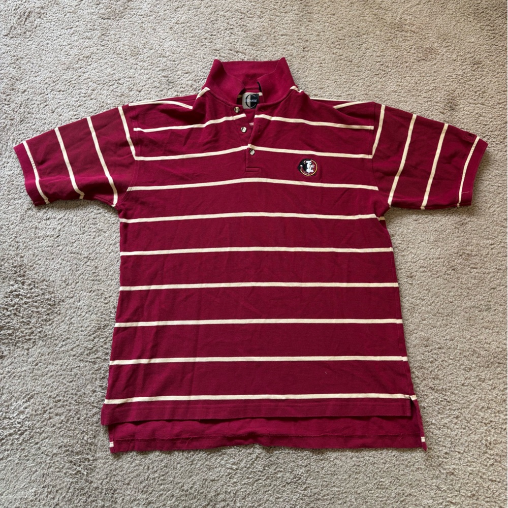 “Florida State Seminoles” Old-School Maroon and White Striped Polo Shirt